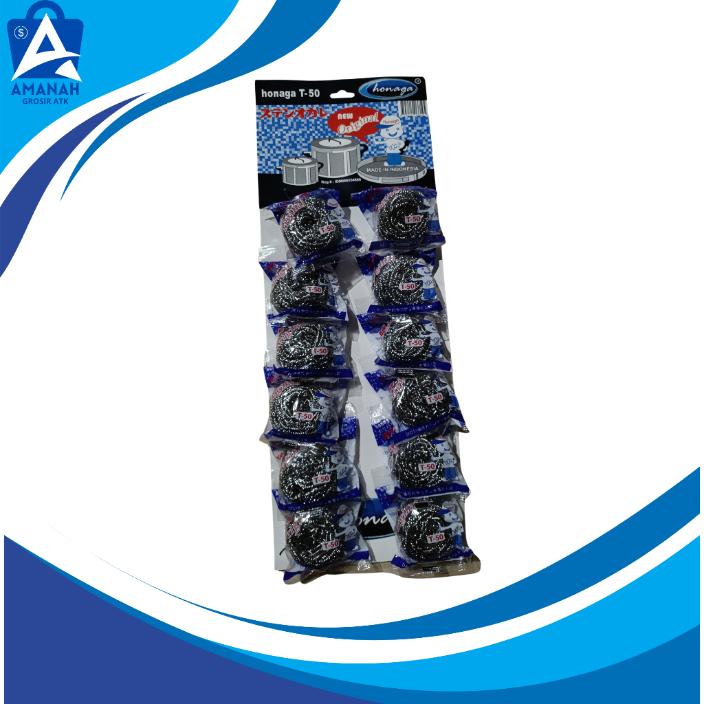 Gosok panci / Gosok panci stainless / Sabut kawat gosok panci stainless / Grenjeng HONAGA T-50 1pack