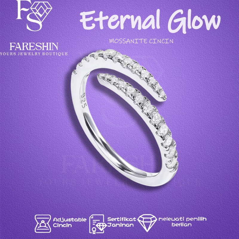 Fareshin Jewellery Cincin Wanita Moissanite Silver 925 Lapis Emas 18K Eternal Glow Ring