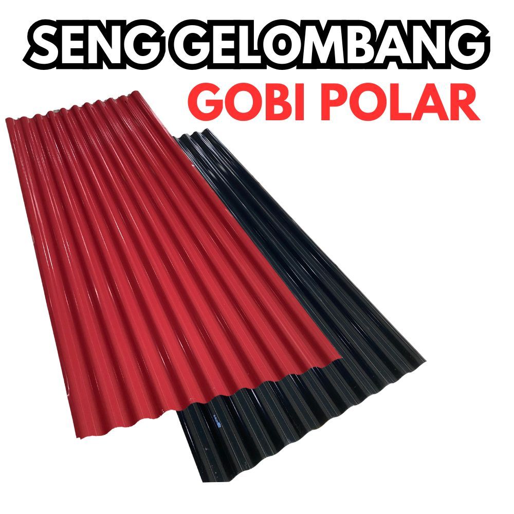 Spandek Seng Gelombang Bulat 0.25 Galvalume Maron / Hitam Kilat Gobi Polar