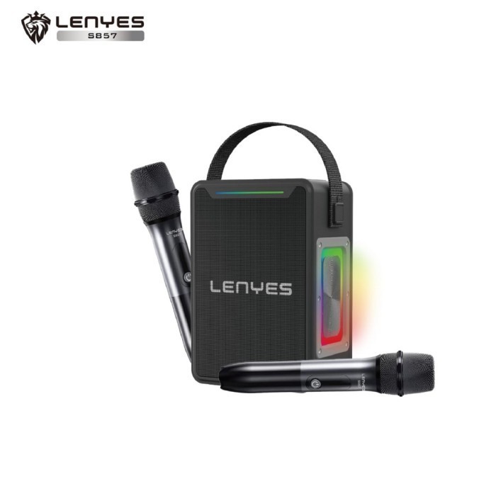 Speaker LENYES S857 150W KTV Wireless+2pcs Mic Karaoke Bluetooth5.3 Portable RGB Light DSP High TWS 