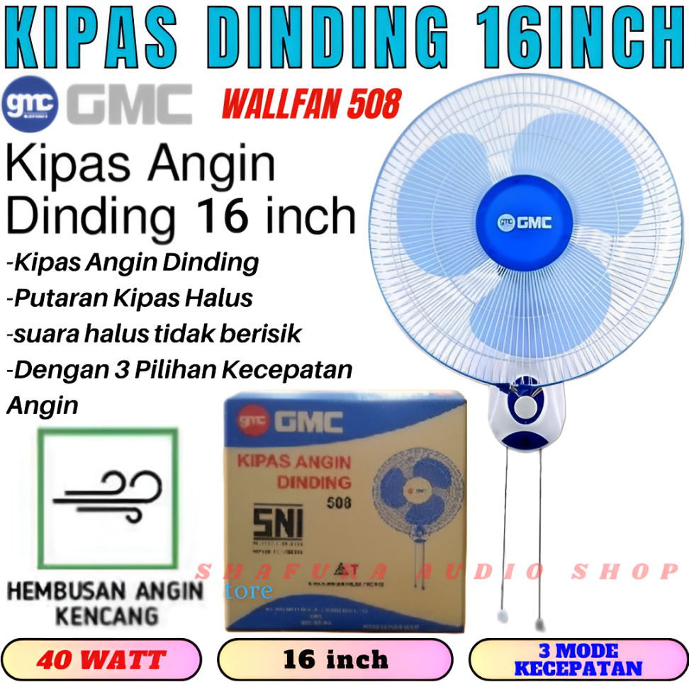 Wall Fan Gmc 508 Kipas Dinding 16 In Tempel Kipas Angin Tembok Swing Kanan Kiri / PRODUK BERKUALITAS