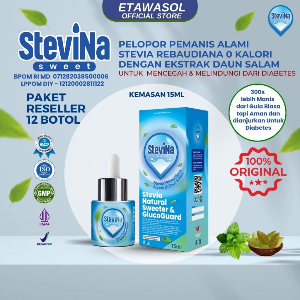 

Stevina Sweet Pemanis Alami 0Kalori Pengganti Gula Untuk Menjaga Berat Badan Ideal Kemasan 12 Botol 15ml