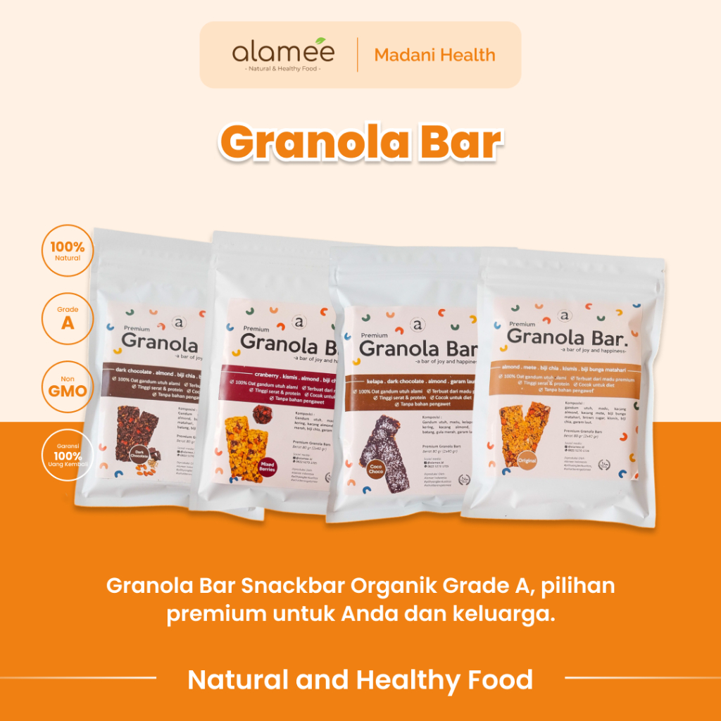 

ALAMEE Granola Bar Snackbar Dark Choco Mix Berries Cemilan Diet Healthy Snack Sehat Rendah Kalori