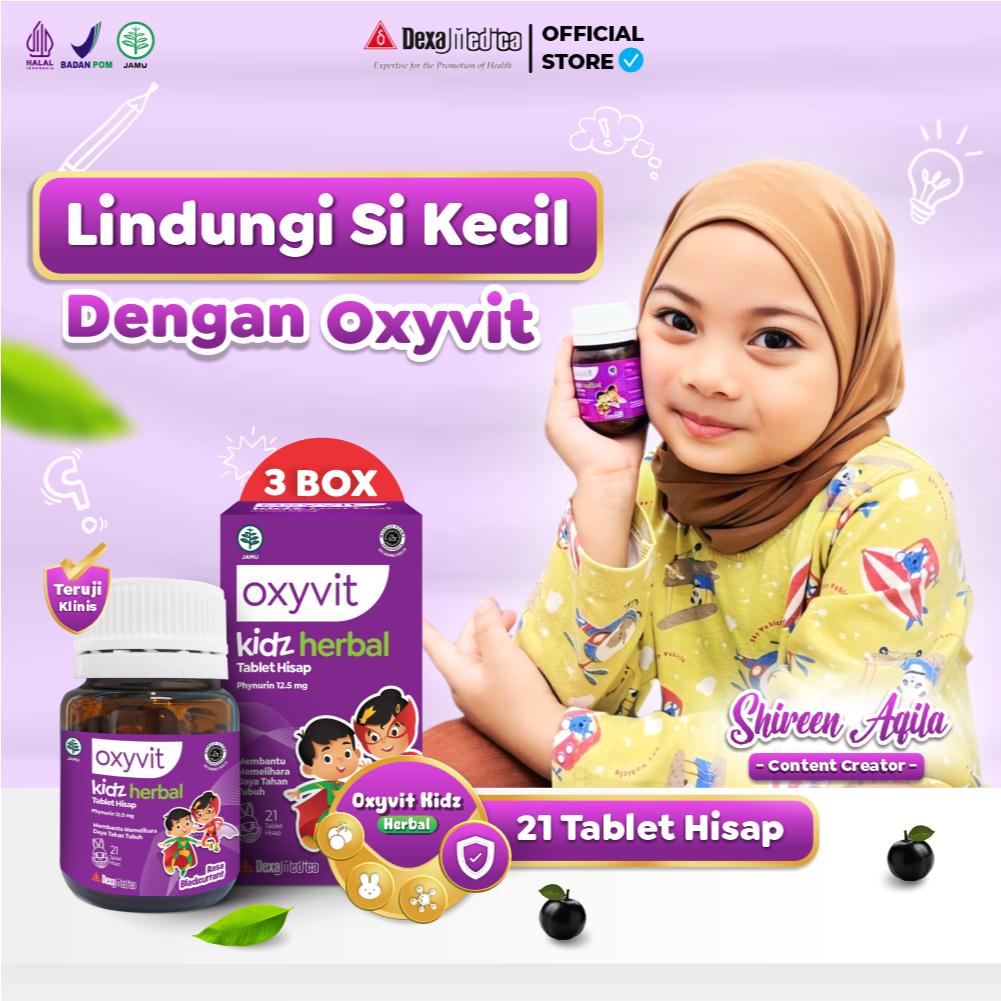 

3 Box Oxyvit Kidz Herbal Hisap - Bantu Menjaga Daya Tahan Tubuh Anak - Rasa Blackcurrant
