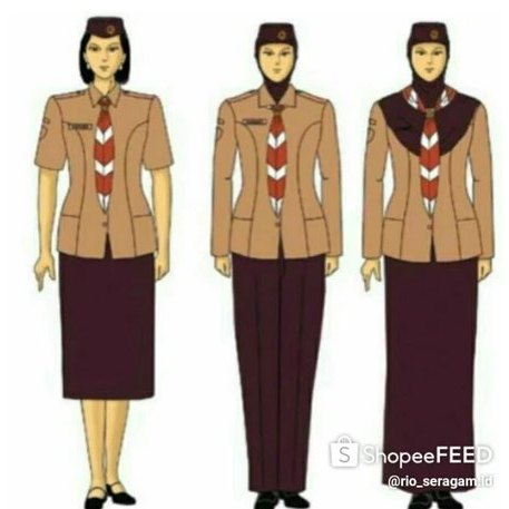SERAGAM PRAMUKA PEMBINA 1STEL RAPILO WANITA, BAJU PRAMUKA WANITA PEMBINA, ROK PANJANG PRAMUKA GURU
