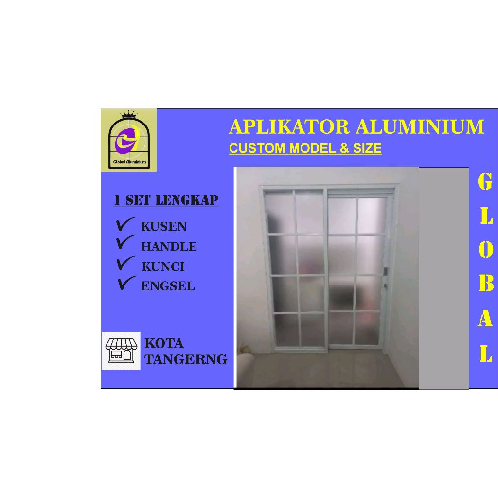 PINTU ALUMINIUM SLIDING ORNAMEN DUA DAUN 120*210