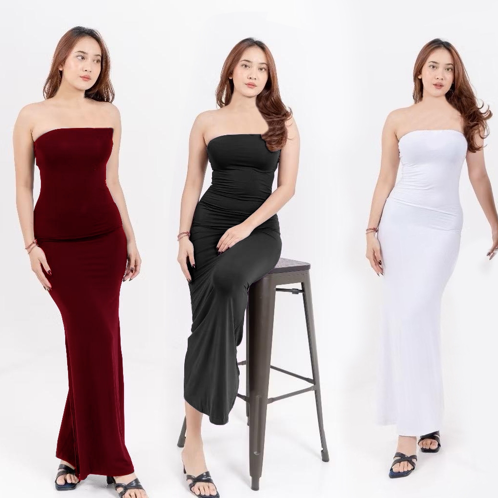 Amber Dress Kemben / Long Dress Kemben Basic Polos / Inner Dress / Gaun Panjang