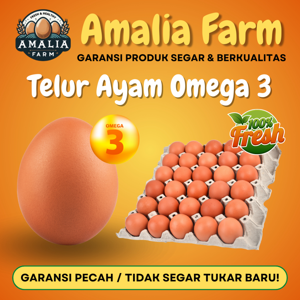 

Amalia Farm - 1 Tray Telur Ayam Negeri Omega isi 30 Butir PREMIUM