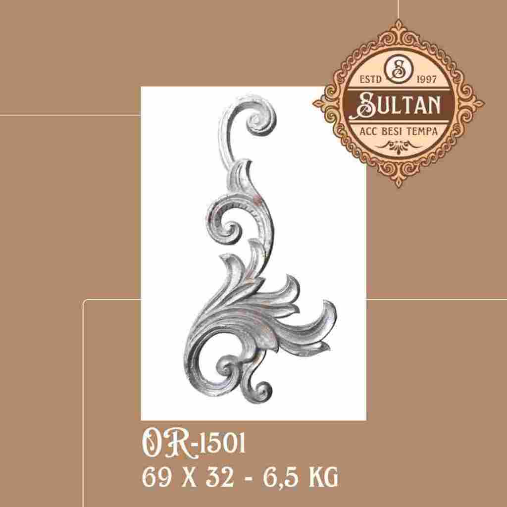 Sultan Besi Tempa / OR-1501 / Ornamen Daun Besi Tempa / Ornamen Pagar Besi Klasik / Aksesoris Besi T