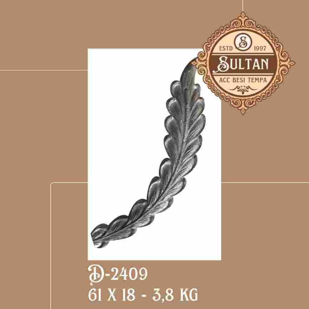 Sultan Besi Tempa / D-2409 / Ornamen Daun Besi Tempa / Ornamen Pagar Besi Klasik / Aksesoris Besi Te