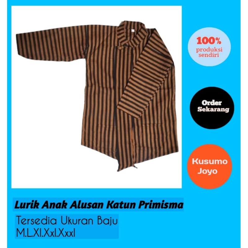 Baju Surjan lurik Anak Pria Adat jawa Bahan Katun Primis