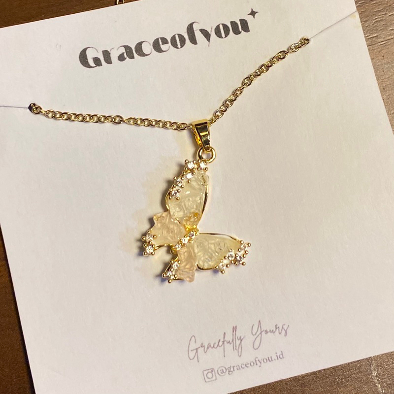 Graceofyou - Golden Flutter Necklace - Kalung Korea Wanita Liontin Sayap - Kalung KKV