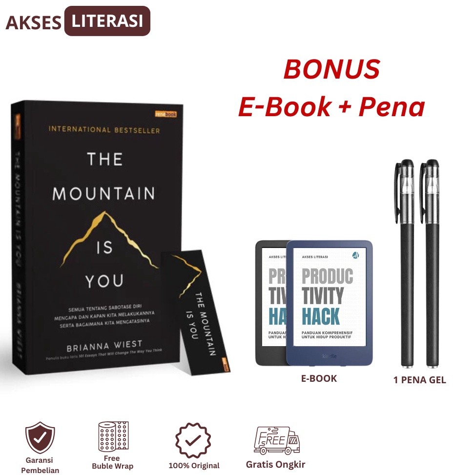 KODE Q9N FREE BUBLE WRAP Renebook  Buku The Mountain Is You  Brianna Wiest  ORIGINAL SPESIAL BONUS