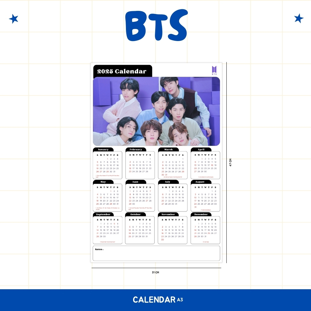 

2025 KALENDER BTS KPOP + LAMINASI 2SISI IDOL KOREA BIAS MURAH UNOFFICIAL ARMY RM JIN SUGA JHOPE JIMIN V JUNGKOOK READY STOCK !