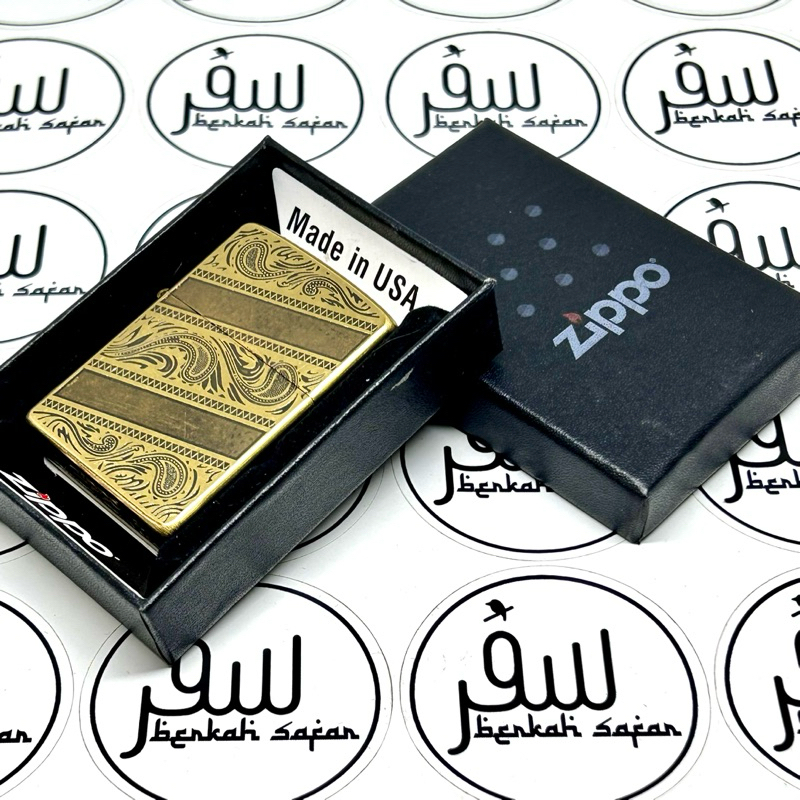 Korek Zippo Gold Batik Serie Arabesque Engraved Original