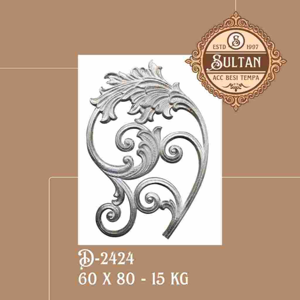 Sultan Besi Tempa / D-2424 / Ornamen Daun Besi Tempa / Ornamen Pagar Besi Klasik / Aksesoris Besi Te