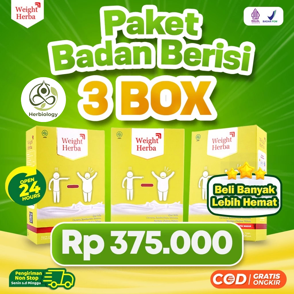 

PAKET 3 BOX - Weight Herba Susu Kambing Tingkatkan Nafsu Makan & Penggemuk Badan Alami Isi 200gr