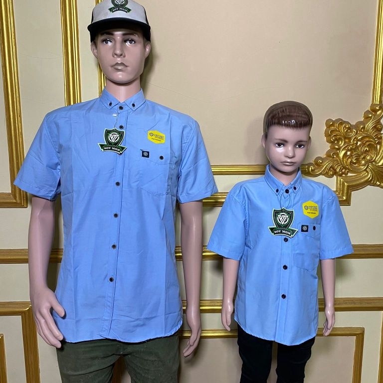 KODE X95R SOFT BLUE  BIRU MUDA KEMEJA POLOS COUPLE AYAH DAN ANAK WARNA SOFT BLUE KEMEJA COUPLE DEWAS