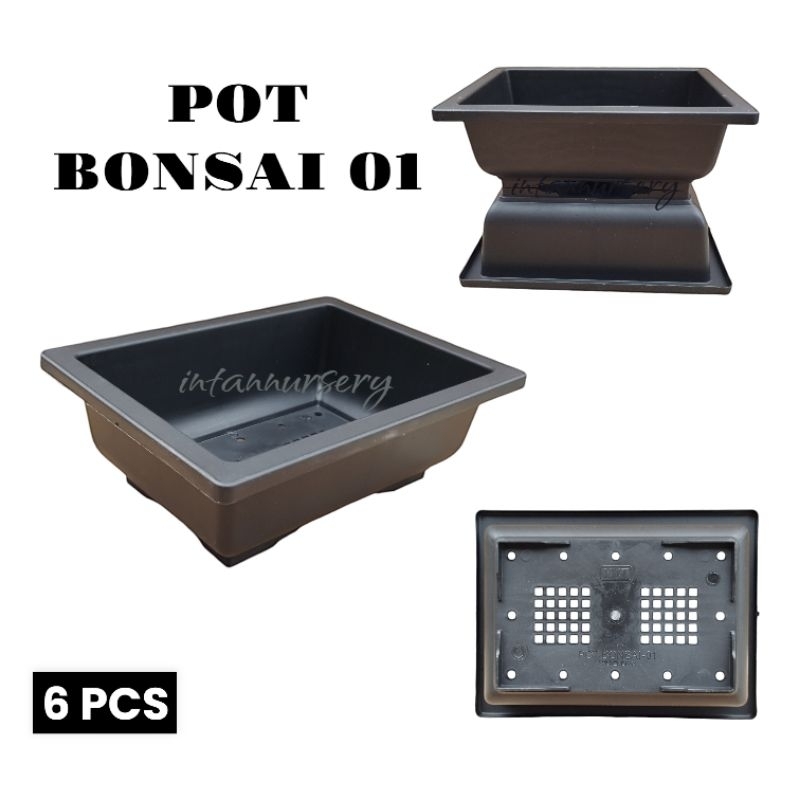 Pot NKT Bonsai 01 Hitam ( 6 PCS ) Pot Bonsai Kotak Pot Kotak Pot NKT Pot Tanaman Bonsai