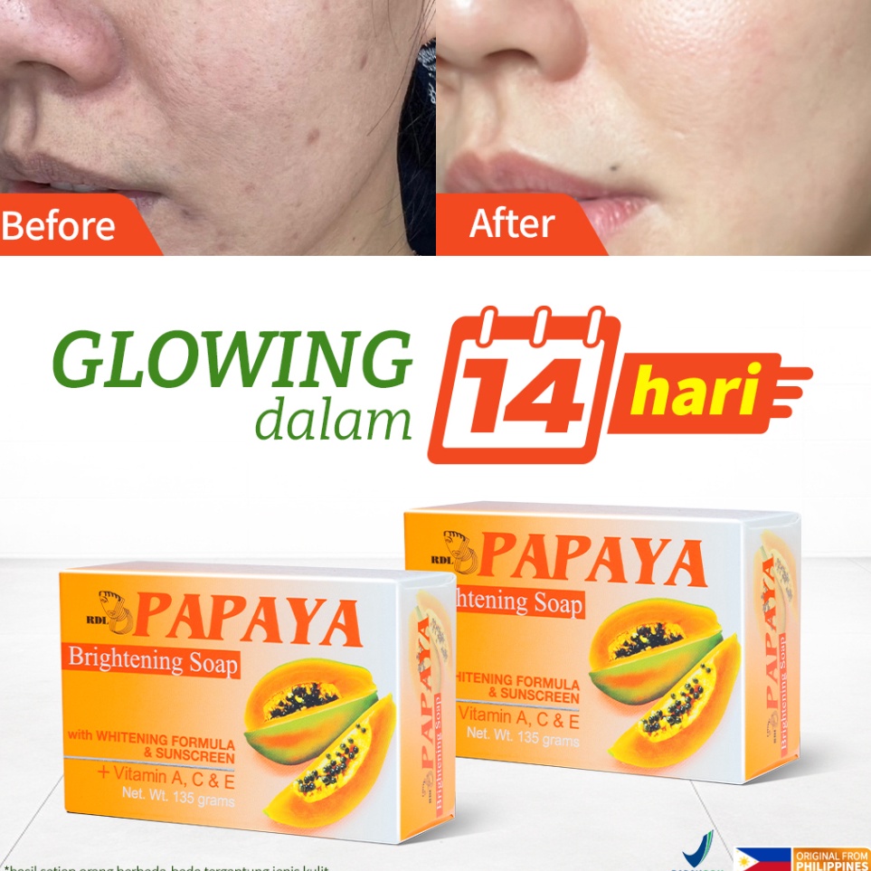 Paket Spesial Sabun Pepaya RDL 2PCS Original 1 BPOM ASLI Philippines Papaya Soap Sabun Cuci Muka Mem
