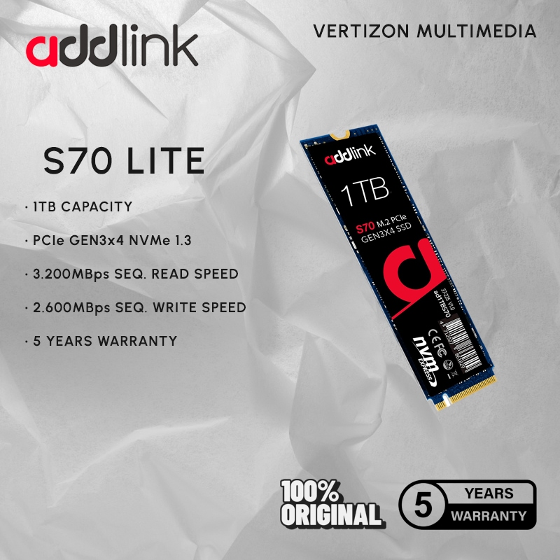Addlink S70 Lite 1TB (NVMe Gen3 SSD)
