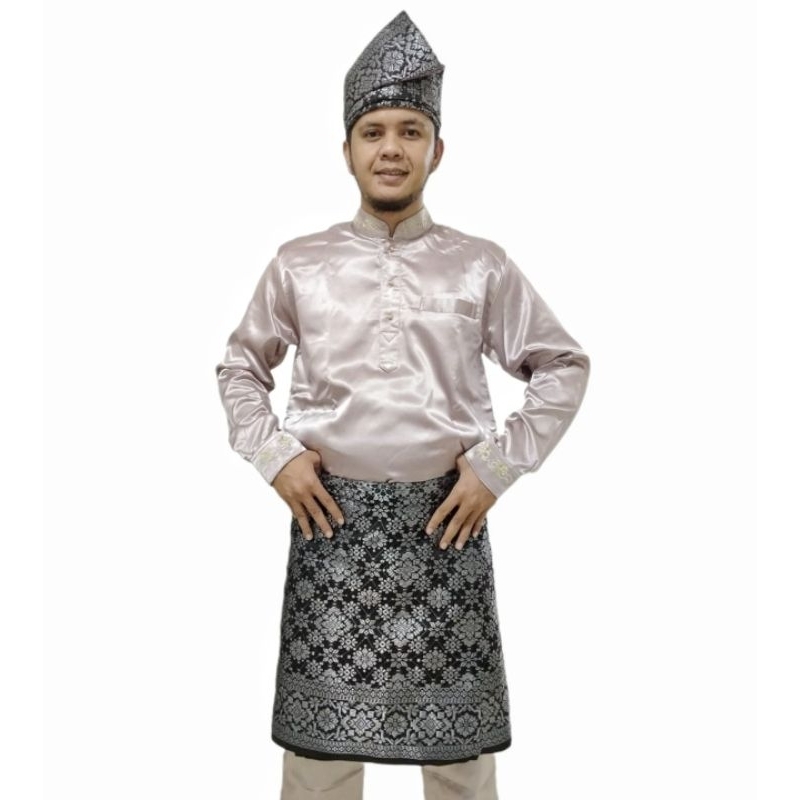 set tanjak dan kain samping songket simple sarung songket pria dewasa