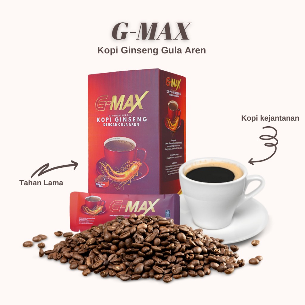 

PROMO COD KOPI G-MAX Minuman Kopi Gingseng Penambah Stamina 1 Box isi 5 sachet Original Privasi terjaga
