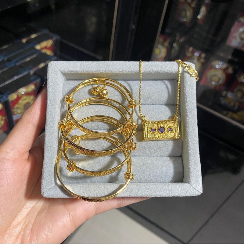 Set gelang bayi telubulan lapis emas jw1