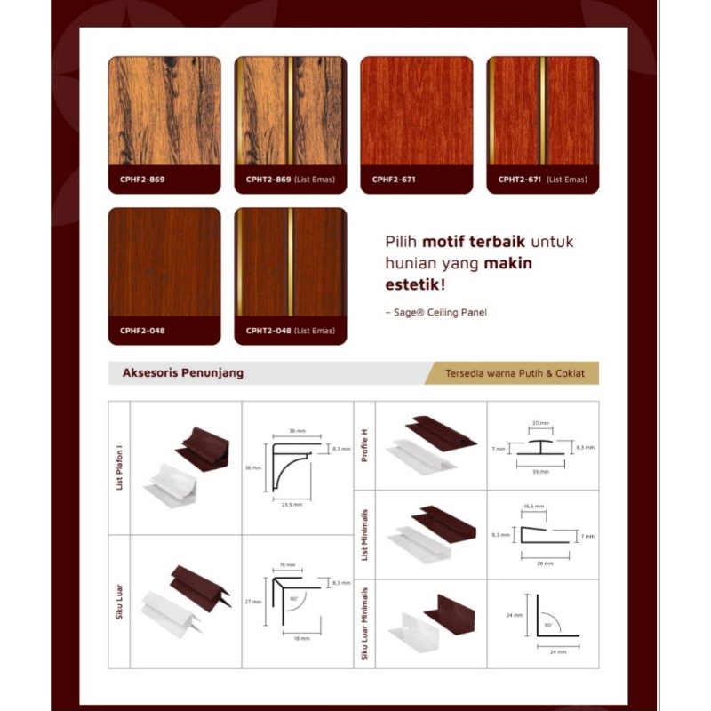 Plafon UPVC Sage Ceiling Panel glossy/dos