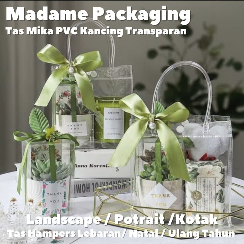 Goodie Bag Tas Mika Kancing Transparan Uk 33x12x25 Hampers Bag Gift Premium