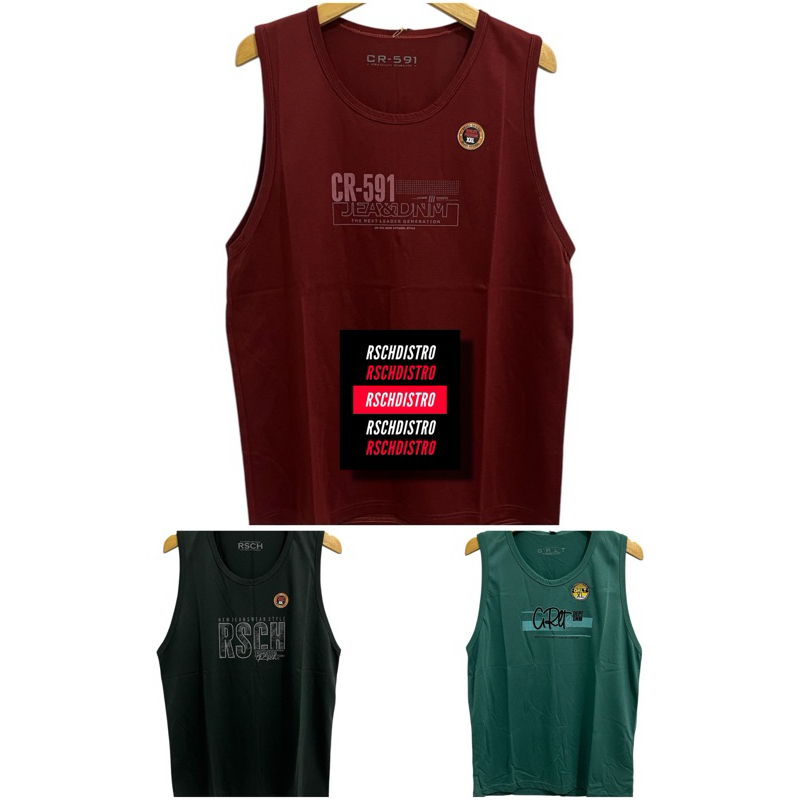 READY JUMBO  Kaos Tanktop Singlet Surfing Bali Fashion Pria RSCH / GRLT / 3SCD Original Katun PE Sab