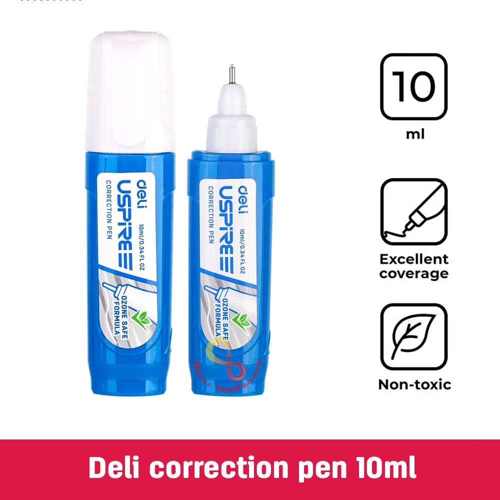 

DELI Tipex cair 10ml Correction Pen Steel Tip tipx tip-ex tip-x tipe x