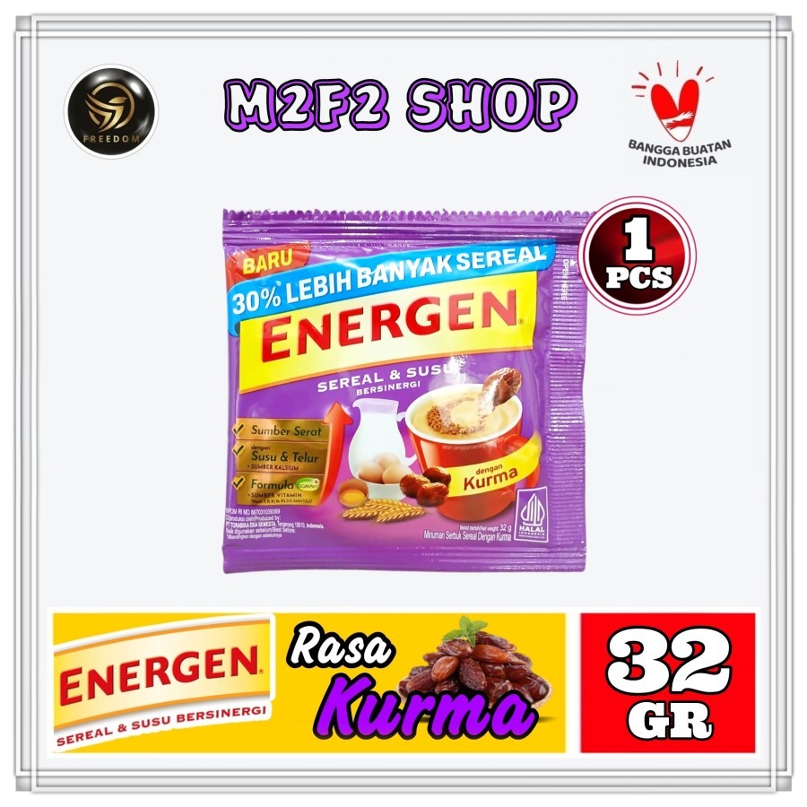 

Energen Sereal dan Susu Bersinergi Rasa Kurma Sachet - 32 gr (Kemasan Satuan)