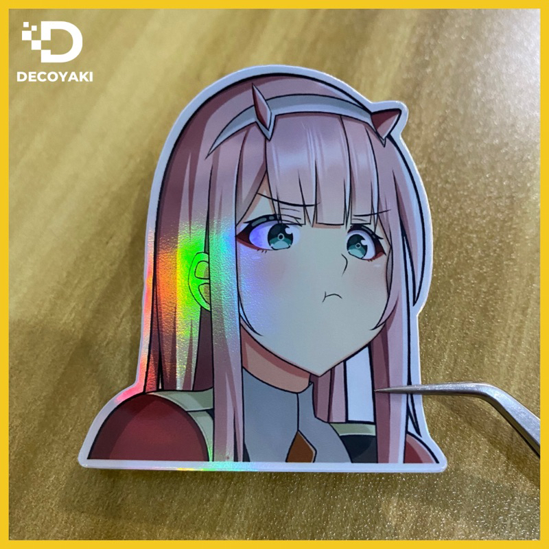 

Sticker Hologram Zero Two Ngambek, Sticker Anime Ngambek