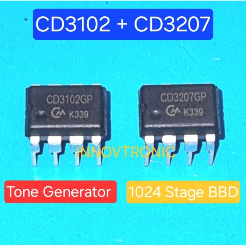 1Set CD3102 + CD3207 Clock Generator + 1024 Stage BBD Echo Effect DIP 8pin  MN3102 MN3207