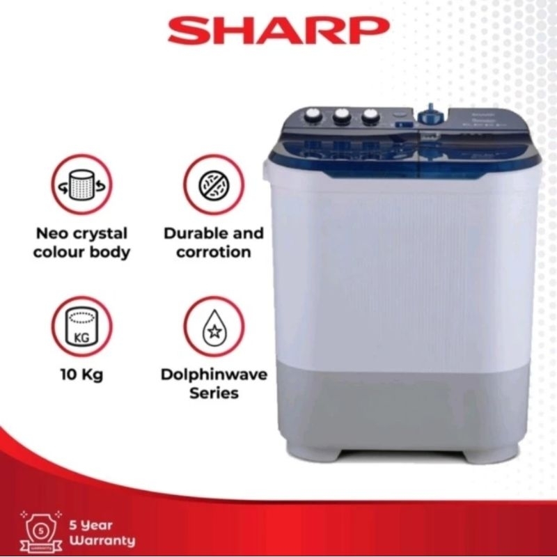 MESIN CUCI SHARP 2 TABUNG 10KG ES-T1090