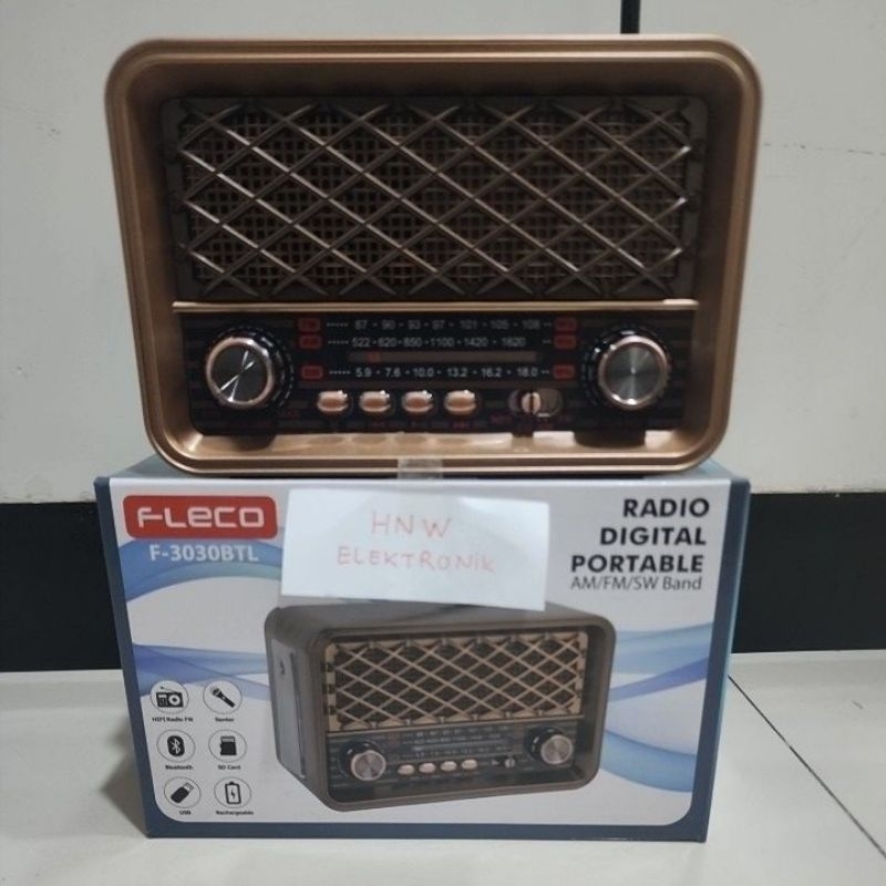 radio klasik classic retro model kayu USB BLUETOOTH FM AM SW senter Fleco 3030