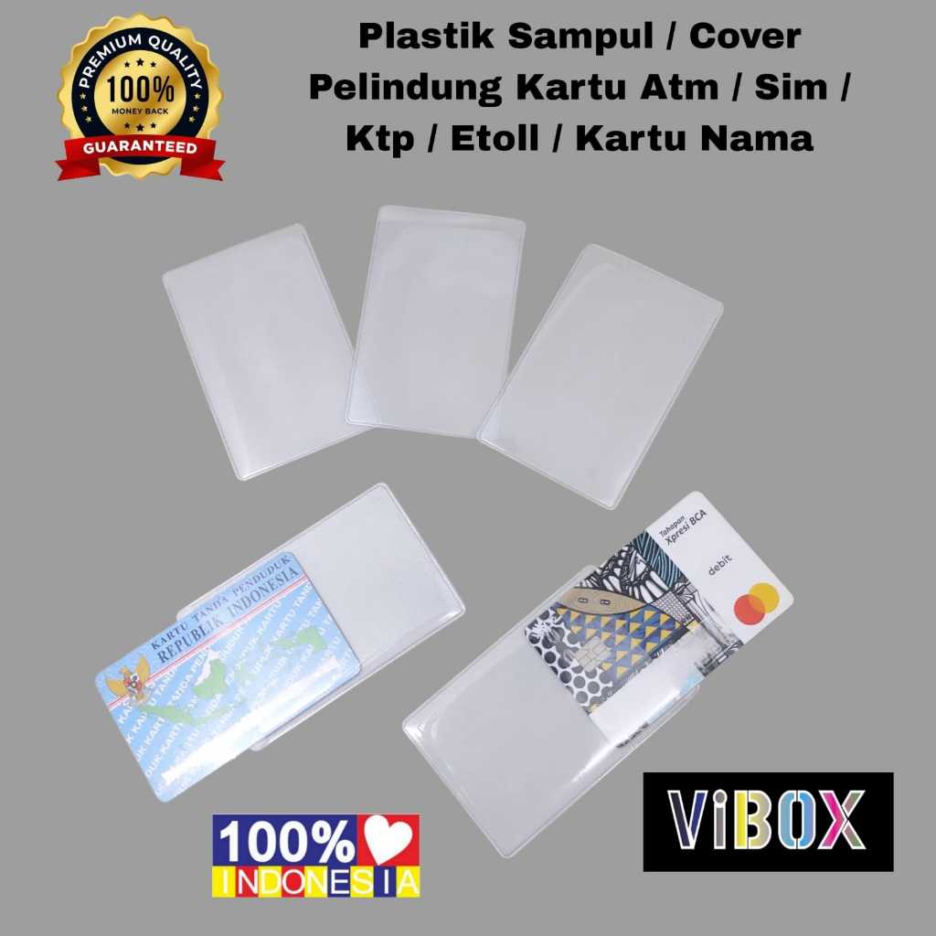 

( 10Pcs ) Vibox Cover Plastik Pelindung Kartu ATM / SIM KTP Sampul Cover Flazz Etoll Card Pembungkus Tebal Awet Premium [RSJ]