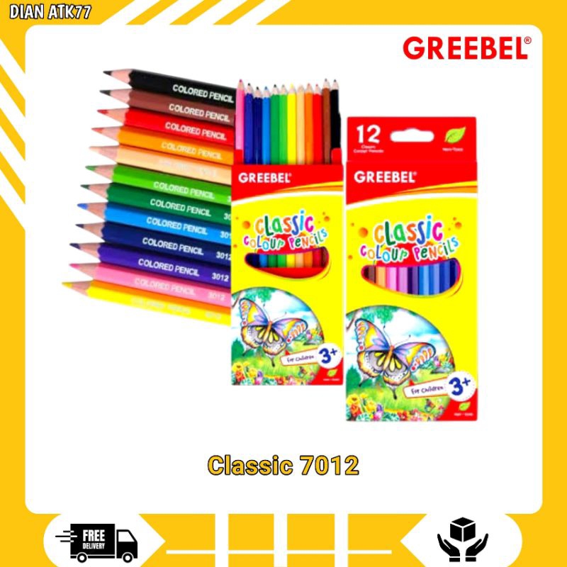 

GREEBEL Pensil Warna (7012) Cassic Coloured Pencil 12 Pendek / Panjang 12 - 36 Warna / Coloring / Pensil Warna Greebel / Aman Untuk Anak Mewarnai