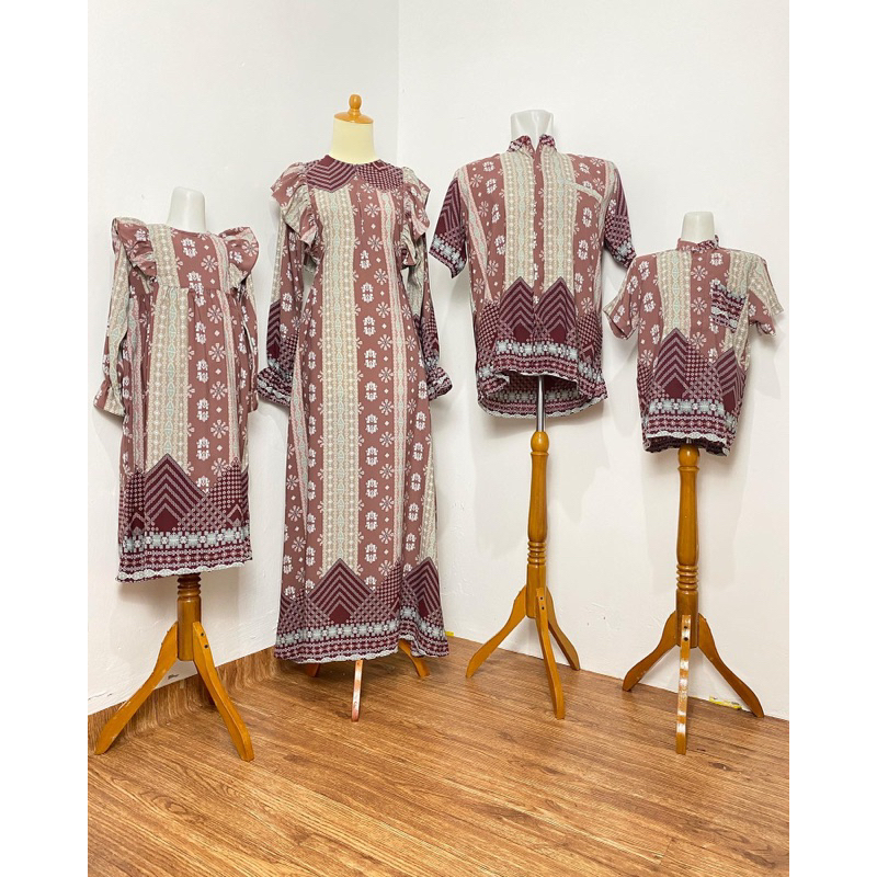 Family Set ETNIK SERIES by Qiavi - sarimbit keluarga warna maroon burgundy bergundy bergendi  premiu