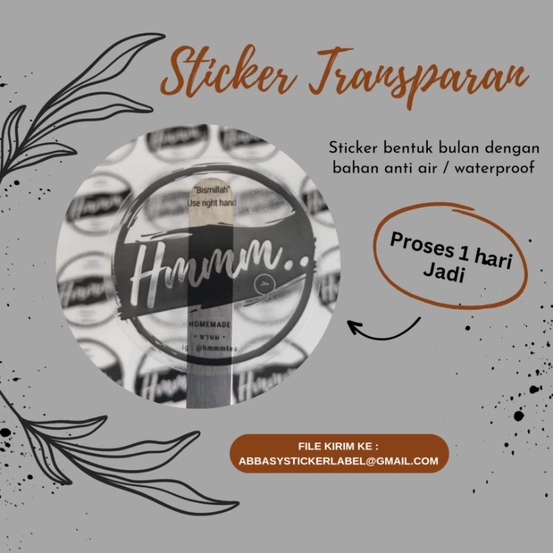 

sticker custom - sticker label kemasan - transparan - vinyl - stiker - produk SATU HARI JADI