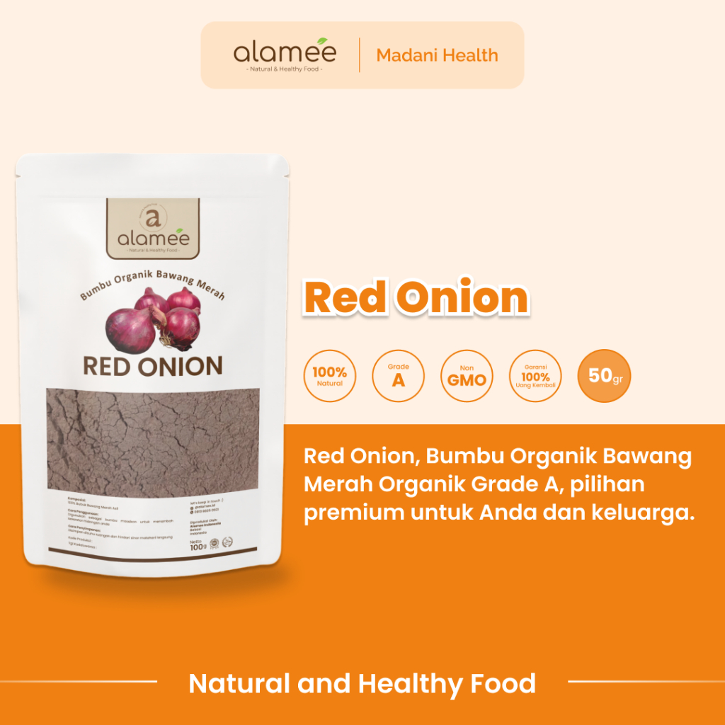 

ALAMEE Bawang Merah Bubuk Red Onion Seasoning Powder Bumbu Dapur Organik Masak Tanpa Campuran 50g