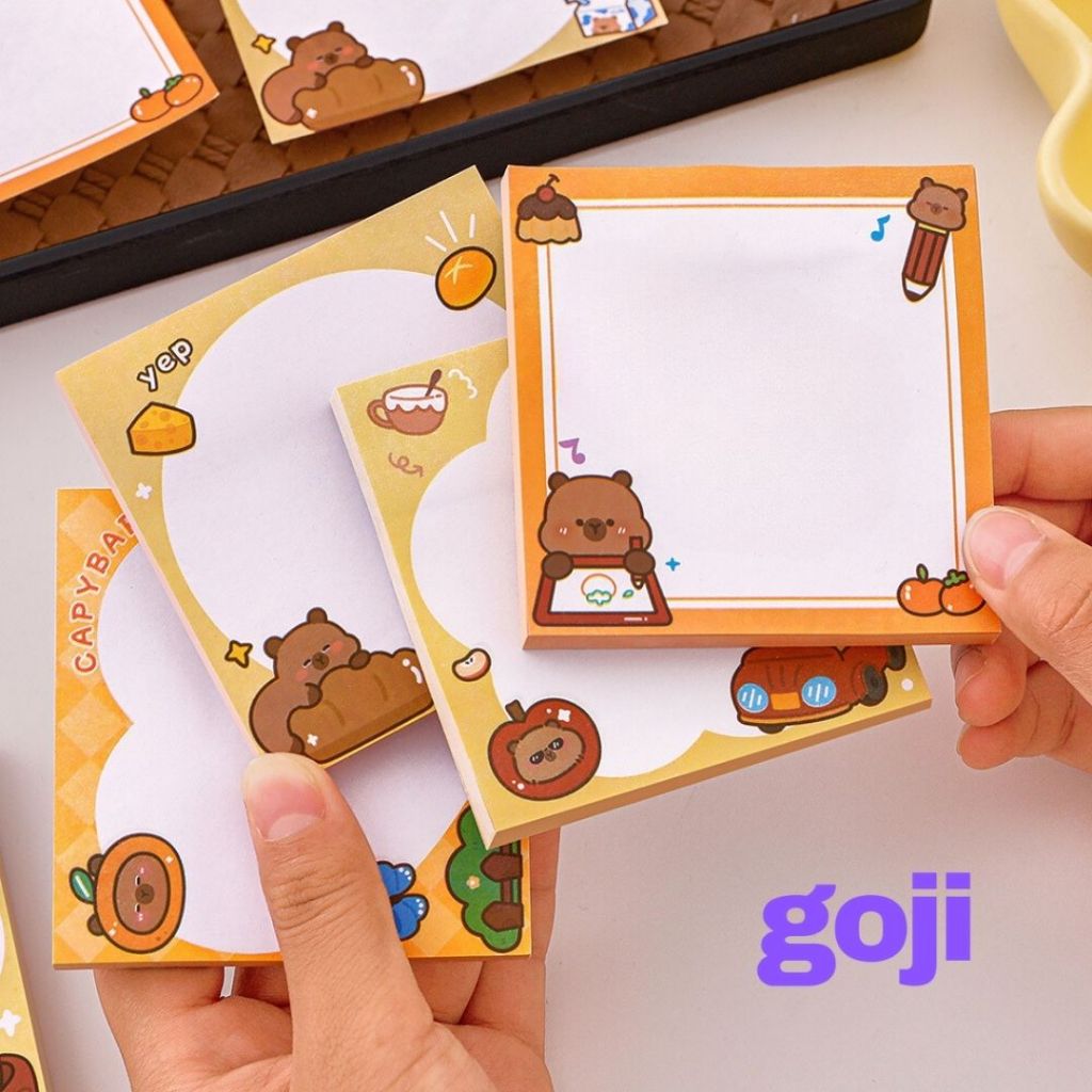 

GOJI Sticky Notes Capybara Isi 50 Lembar Memo Pad Stick Note Catatan Kertas Tempel Lucu Aesthetic