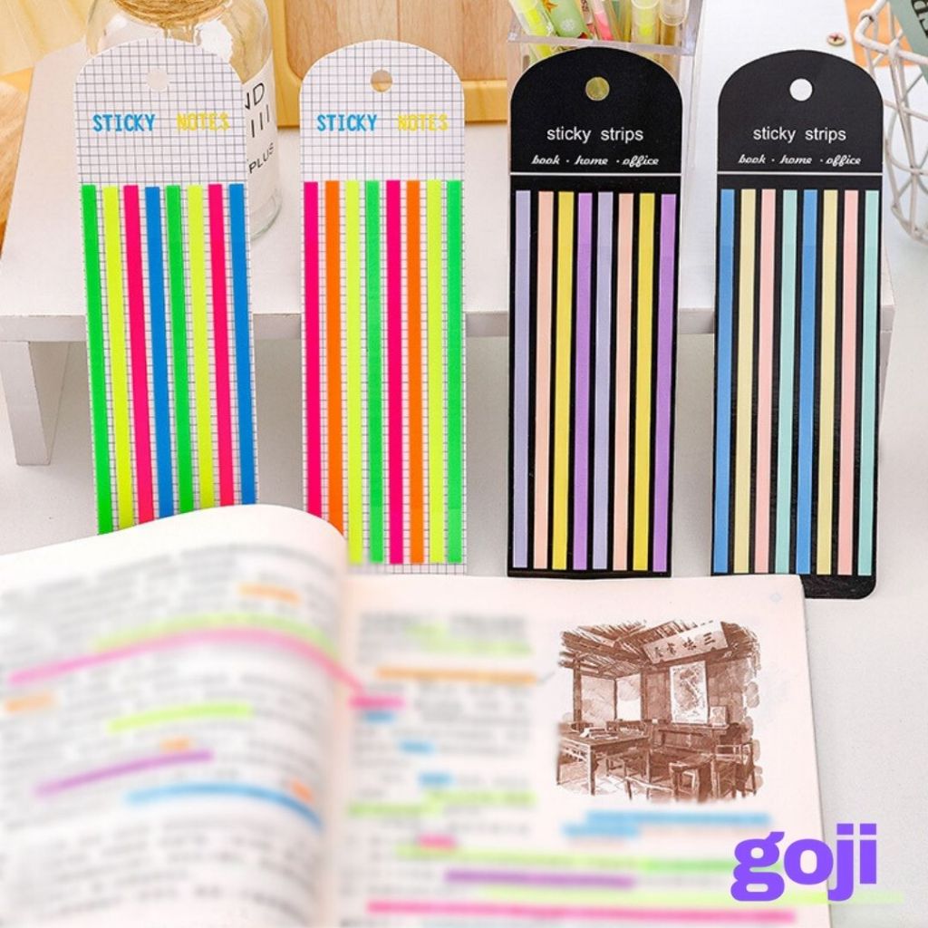 

GOJI Sticky Strips Notes Isi 160 Lembar 8 Warna Per Set Catatan Kertas Tempel Penanda Highlighter