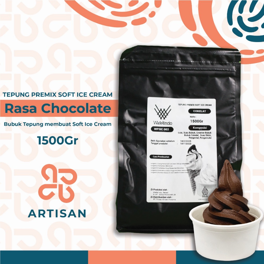 

Artisan - Soft Ice Cream Premix Tepung Instan Rasa Coklat 1500gr