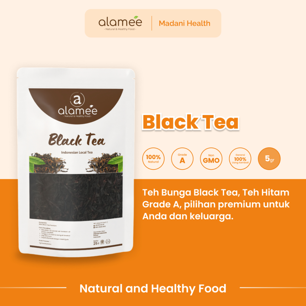 

ALAMEE Teh Black Tea Organic Kering Organik Blacktea Minuman Herbal Siap Seduh Minum 5gr