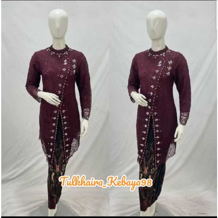 Kebaya Modern tunik brokat Nagita kebaya wisuda bahan brokat kombinasi payet