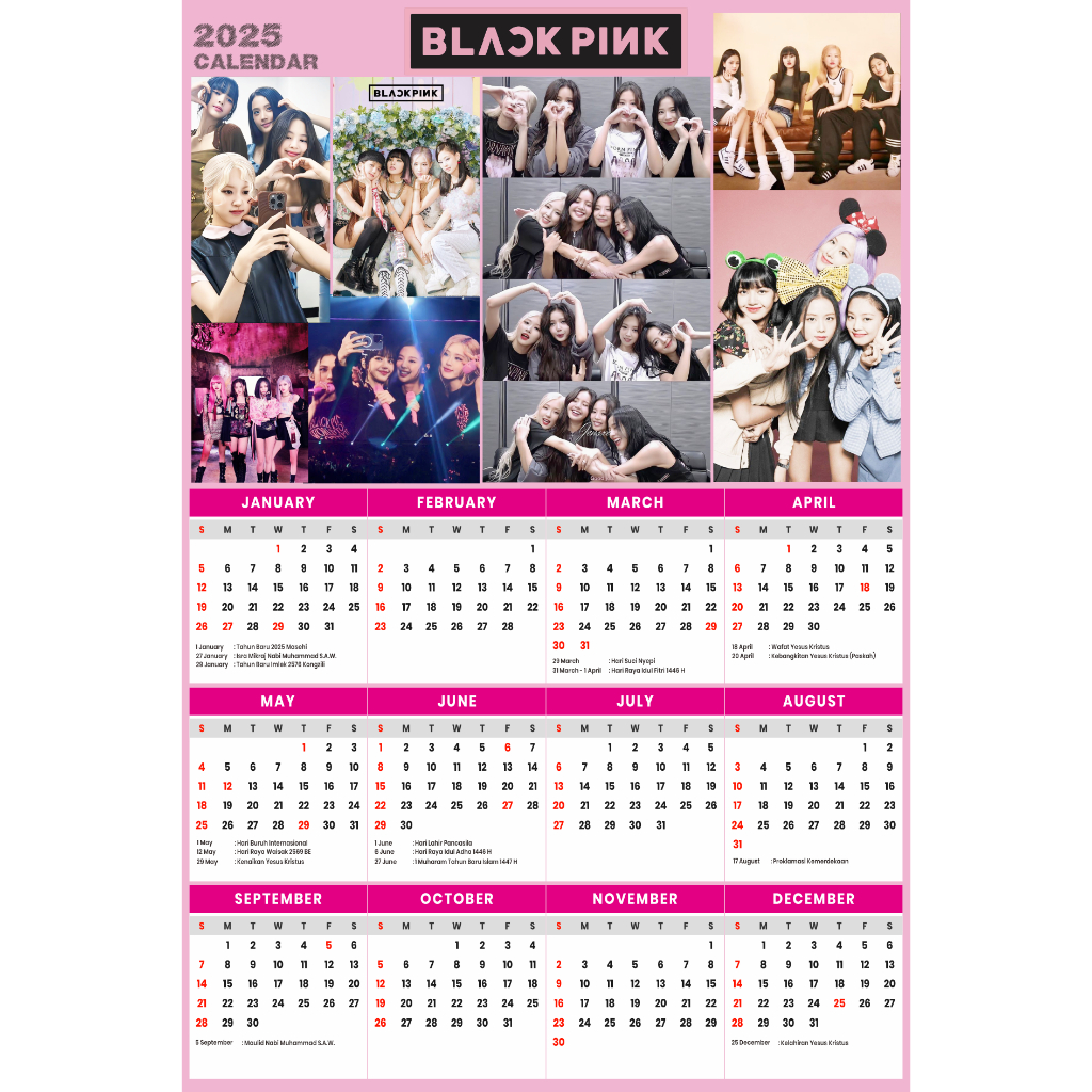 Kalender Artis/Idola 2025 Full Color Besar