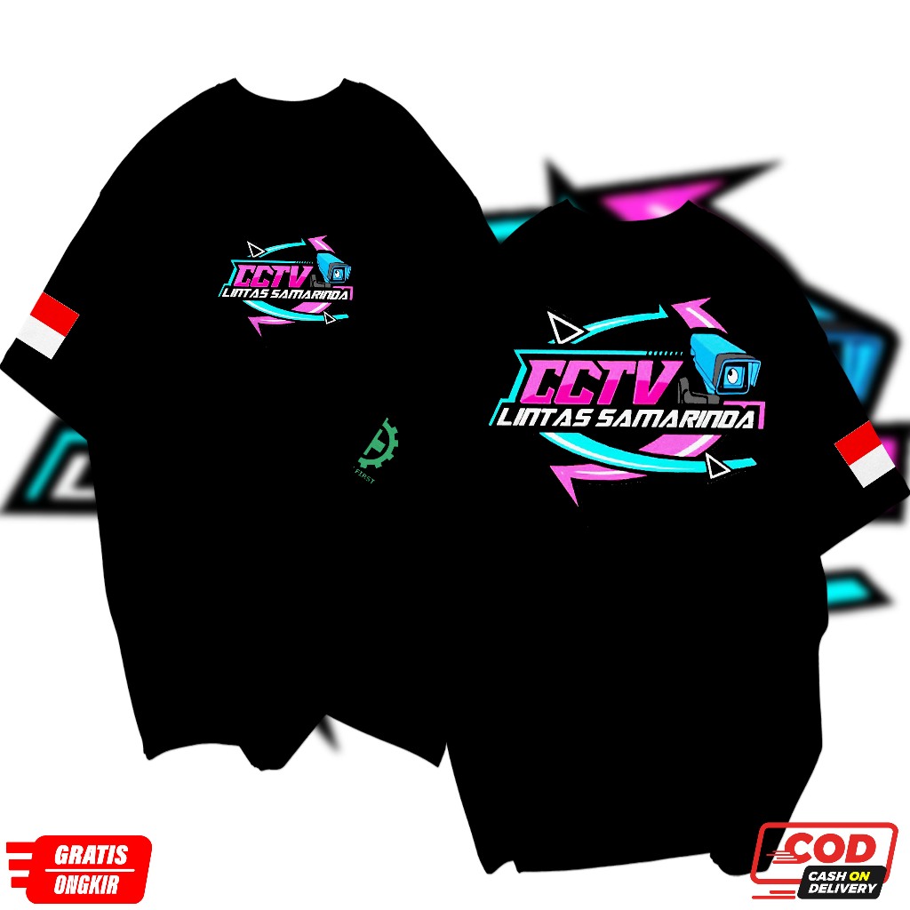 Kaos cctv Lintas Samarinda Kaos Pria Wanita Sablon DTF Printing