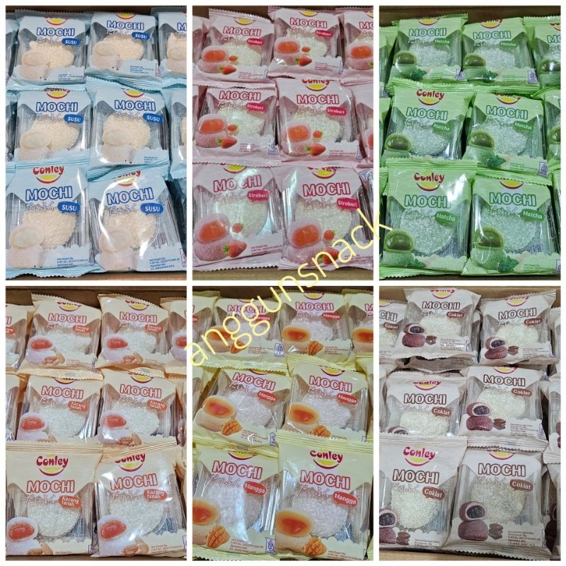 

mochi conley / mochi coklat / mochi macha / mochi susu/ mochi mangga/mochi kacang tahan/mochi strawberry